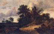RUISDAEL, Jacob Isaackszon van Landscape with a House in the Grove at oil painting on canvas